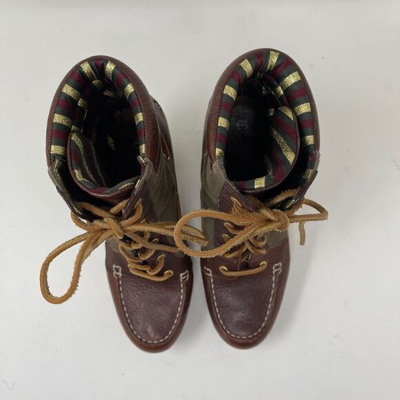 Sperry Top-Siders Trinity Heeled Ankle Boots Pebbled Leather Textile Size 8M - Picture 2 of 13